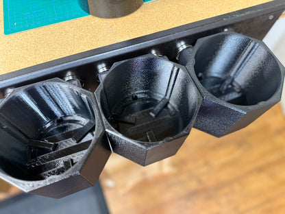 Magnetic Filter Drain/Prime Holder for service trucks, 3D-printed by Farm Sip Supreme, in the cab