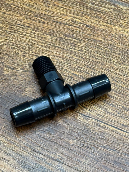 1/4" NPT to 1/2" Barb Fitting Tee for service trucks, 3D-printed by Farm Sip Supreme