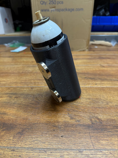 Single Spray Can Magnetic Holder for service trucks, 3D-printed by Farm Sip Supreme, side view