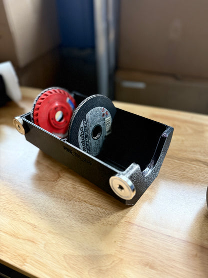 5" Grinder Wheel Holder, 3 Magnets for service trucks, 3D-printed by Farm Sip Supreme, installed