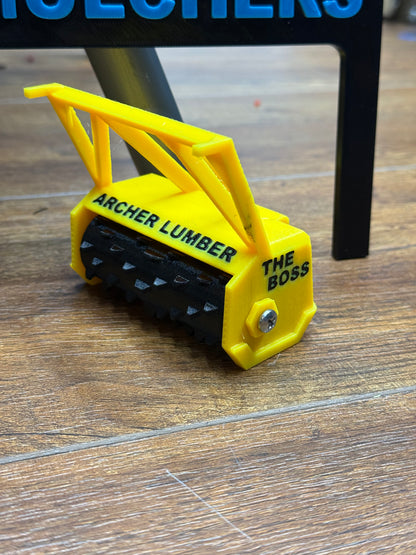 Archer Mulcher Boss Edition, Bruder Skid Loader Attachment, 3D-printed by Farm Sip Supreme, installed