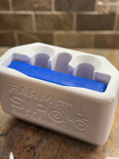 Chute Shot Chiller, 3D-printed by Farm Sip Supreme, in the cab