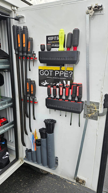Magnetic 6 Pack Screwdriver Holder for service trucks, 3D-printed by Farm Sip Supreme