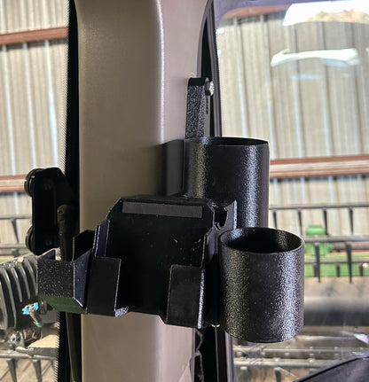 Dip n Cup Holder, Fran Special Combo, Includes Bolts for John Deere tractors, 3D-printed by Farm Sip Supreme, installed