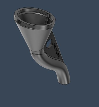 Funnel Offset for service trucks, 3D-printed by Farm Sip Supreme, installed